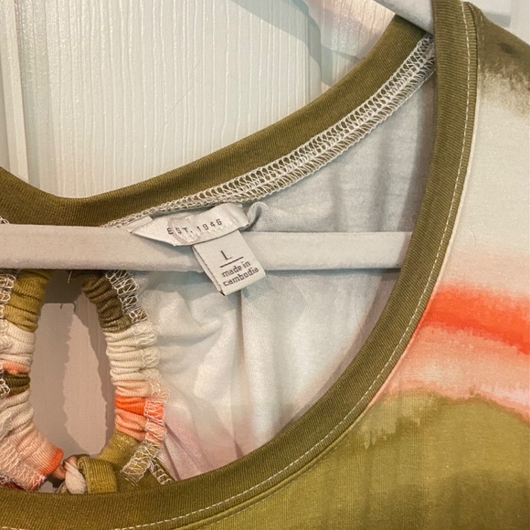 EST 1946 Large Soft T-shirt Dress Open back with tie Beach Cruise Summer Stripes - Picture 3 of 6